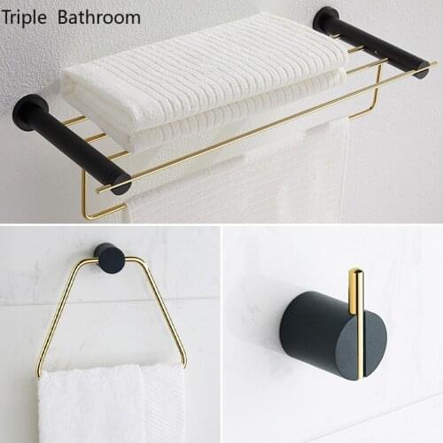 Light Luxury Copper Towel Rail Rack Hanger Restroom Storage Need To Punch Wall-mounted Hanging Bathroom Towel Accessories