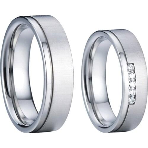 Titanium jewelry engagement marriage promise wedding rings for couple anillos de boda plata bague mariage