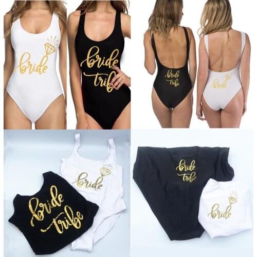 Hen Party Supplies One Piece Swimsuit Bride&Bride Squad Swimsuit Beachwears Bridal Shower Decoration Bride Party Bachelor Party