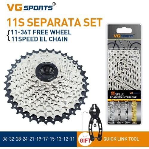 VG Sports Road Bike 11 Speed Velocidade 11-28T 11-36T Bicycle Cassette Freewheel 11v Sprocket Bike Part+Half Hollow Chain Set