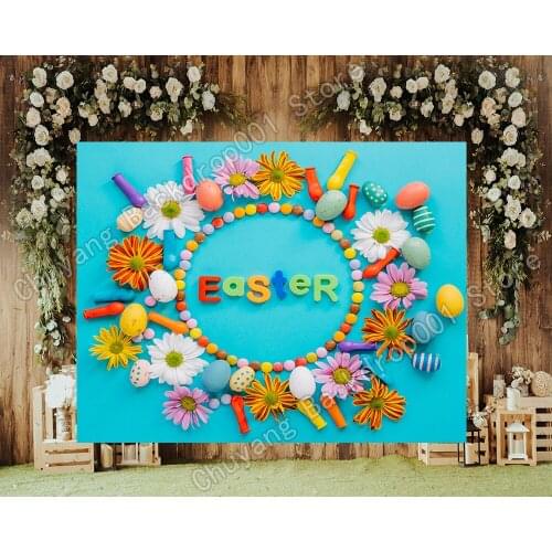 Custom Vinyl Backdrop Easter Egg Chocolate Children Newborn Photo Background Spring Flowers Photo Studio Banner Photocall Prop