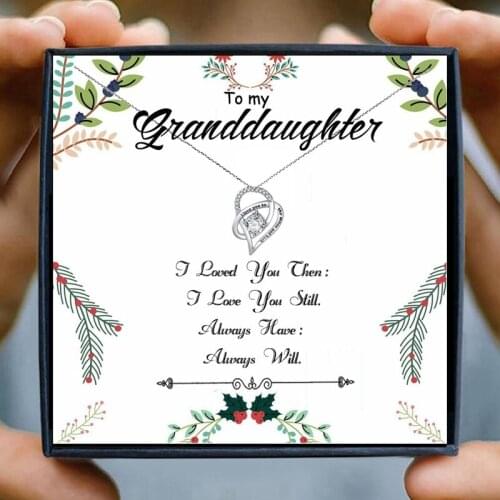 Granddaughter Necklace Gift Jewelry Clear Cubic Zirconia Pendant Necklaces For Women Wedding Grandma Family Christmas Gitfs