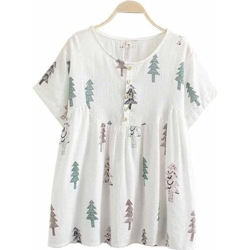 Large size Summer T-shirt Top Women 2019 Printed Short sleeve Loose Tees Female Fashion Round neck Cotton Casual Top T-shirt G82