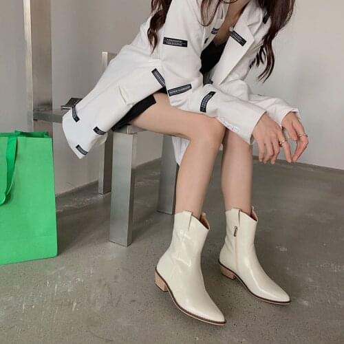 2021 Fashion Boots for Women High Heels Boots Autumn Early Winter Shoes Brand Ladies Ankle Botas Square Heel 4.5cm A3853