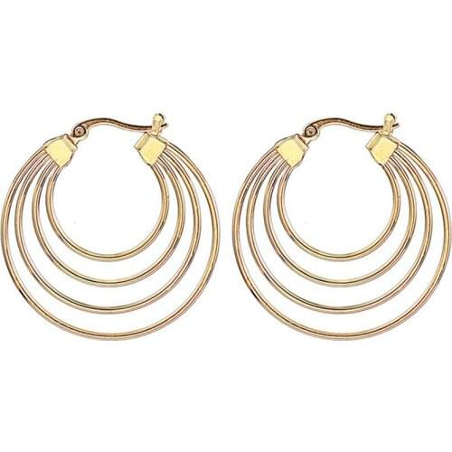 RIR Stainless Steel Oversize Round Shaped Polished Simple Plain Geometric Hoop Earrings for Women Girl Three Color Choose
