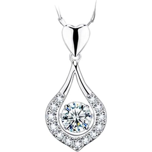 2019 Romantic Heart Teardrop Cubic Zirconia Inlaid Pendant Women Necklace Jewelry New Vintage Chic