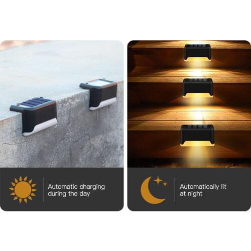 1/4pcs Solar Powered Lamp Path Stair Outdoor Waterproof Wall Light LED Fence Deck Garden Step Light Decoration for Garden Yard