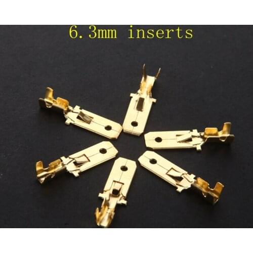 100pcs 6.3mm Copper Male Wire Splice Crimp Terminal Spade Connector