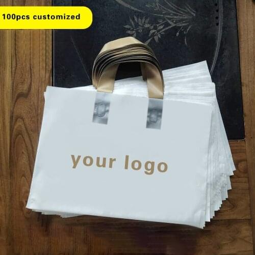 100pcs Custom Logo Colorful Shopping Bags With Handle Plastic Gift Bag Print One Color Logo On Double-sided Free Design