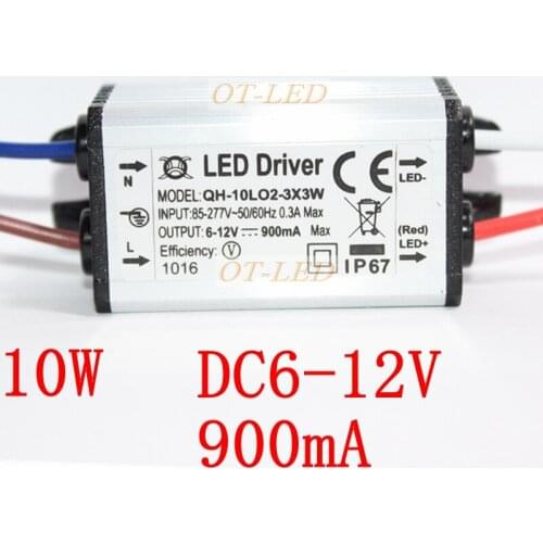 2pcs/lot,High Quality LED Driver DC6-12v 10w 900mA 2-3x3 LED Power Supply Waterproof IP67 FloodLight Constant Current Driver