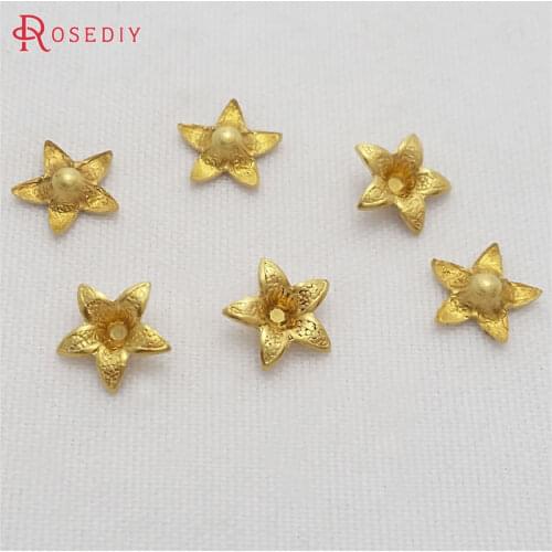 29444)200PCS 7MM Not plated color Brass Small Flower Beads Caps Diy Jewelry Findings Accessories Wholesale
