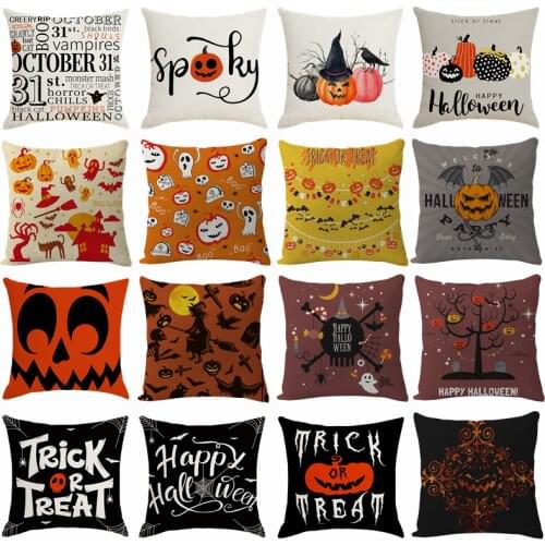 45*45cm Holloween Pillowcase Pumpkin Ghost Witch Cushion Cover Throw Pillow Halloween Party Home Sofa Bed Chair Car Decorative 8
