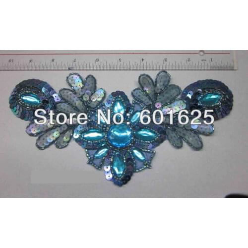 50 piece/lot hand made sew on sequins,beads & rhinestones applique DIY DANCE COSTUMES MATERIAL