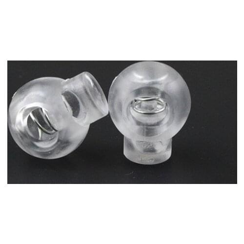 500pcs/pack/pack Cord Lock Round Ball Toggle Stopper Plastic Toggle Clip Widely For Bag Backpack/Clothing Clear White