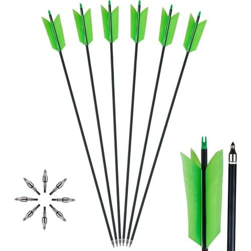 6pcs 31.5'' Hunting Mix Carbon Arrow Spine 500 for Outdoor Sports Recurve & Compound Bow Archery Arrows Free Give Real Feathers