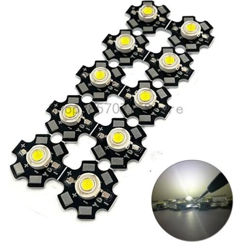 Freeshipping! 10PCS 3W Cool White High Power LED Chip Emitter DC3.6-3.8V 700mA 180-200LM 10000K with 20mm Star Platine Heatsink