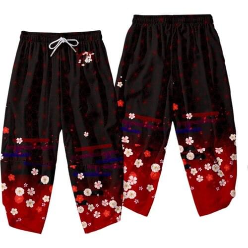 Mens Pockets Harem Pants 2021 Hip Hop Casual Male Joggers Trousers Fashion Casual Black Floral Print Streetwear Pants
