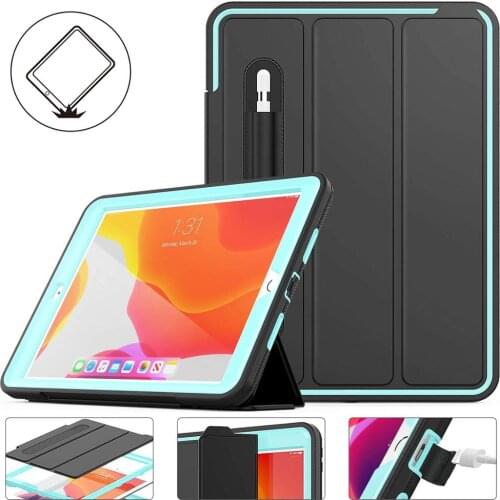 DUNNO For Heavy Duty iPad 2019 10.2 Case For iPad 7th Generation Cover With Pencil Holder For 2020 iPad 8th 10.2 Smart Cover