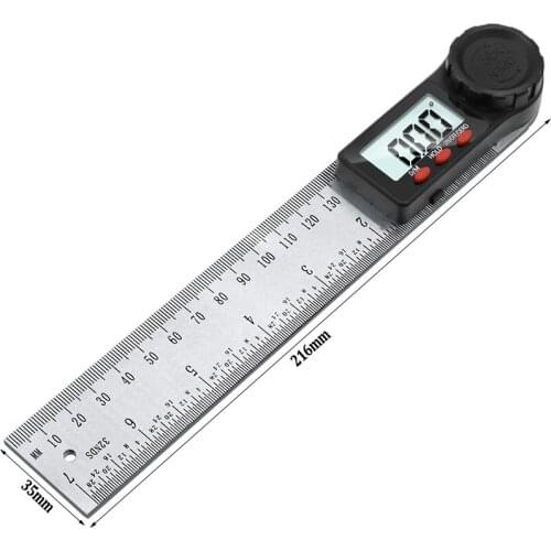 Digital Protractor Angle Ruler 200mm 8inch Angle Inclinometer Finder Meter Stainless Steel 360 Degree Goniometer Transportador