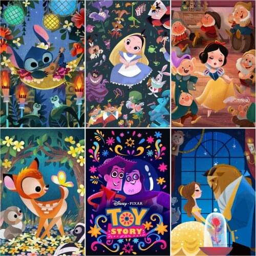 Disney Famous Cartoon Movie Poster PrincessDIY 5D Diamond Painting Embroidery Full Dill Childrens Crafts Mosaic Wall Decor Gift
