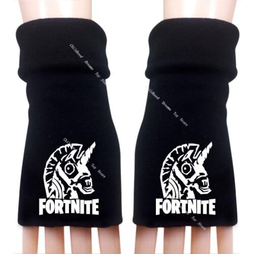 Fortnite Half Finger Long Gloves for Men Women Fingerless Touch Screen 2020 Winter Knitted Stretch Half Finger Elastic Soft Warm
