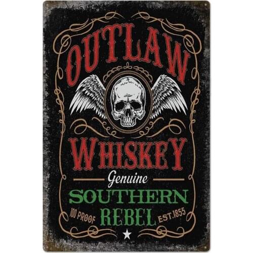 Outlaw Whiskey Retro Metal Tin Sign Plaque Poster Wall Decor Art Shabby Chic Gift