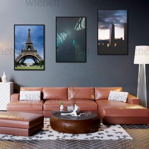 Canvas Painting World City Landscape Print Eiffel Tower Empire State Building Modern Style Building Wall Poster Home Decoration