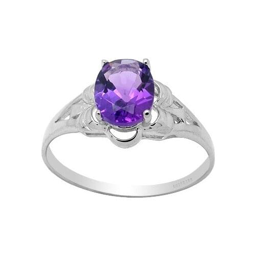 6mm*8mm VVS Grade Amethyst Ring for Party 100% Natural Amethyst Silver Ring Solid 925 Silver Amethyst Jewelry