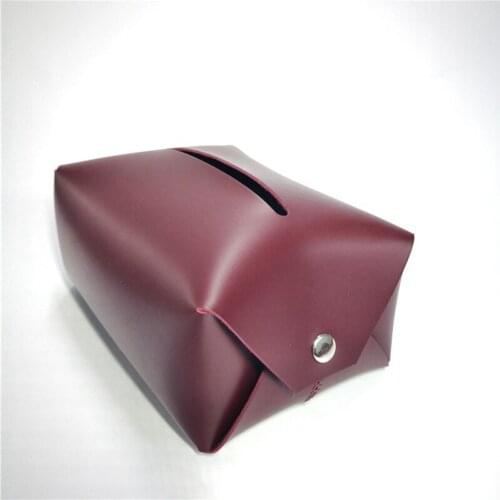 Tissue Box Pu Leather Box Tissue Holder-Woven House Waterproof Napkin Bag Soft Tissue Container Office Home Decoration 16*12*8CM