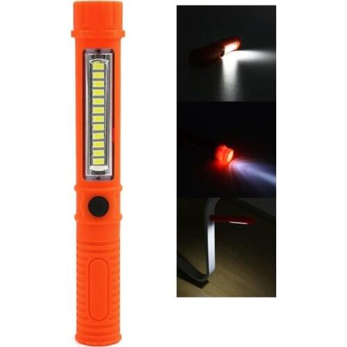 LED COB Flashlight Handle Work Pen Holder Magnet Flashlight LED Lamp 3W Dry Battery Waterproof Plastic Mini Portable Torch Light