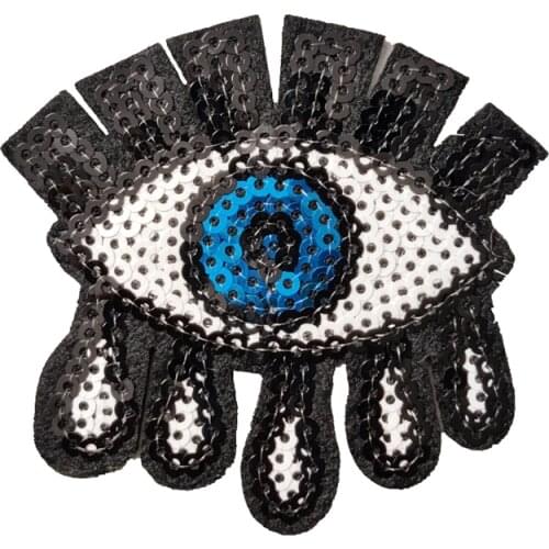Small Evil Eye Sequins and Embroidery Patches Iron On Sequined Eyeball Accessories Badge Stikers Clothing Decoration Applique