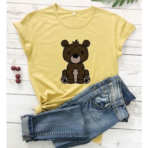 Teddy bear graphic cute women fashion pure cotton grunge tumblr hipster party street style funny t shirt gift tees youngs tops