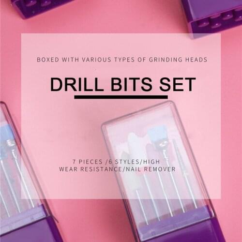 7 Pcs Ceramic Nail Drill Bits Set Electric Drill Bit Art Tools Accessories Tungsten Carbide Alloy Multi Milling 7pcs Drill Heads