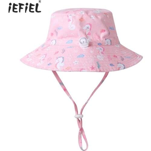 New Baby Sun Hat Summer UPF 50+ Sunscreen Protection Toddler Boy Girl Swim Beach Pool Hats Wide Brim Bucket Kids Cap Adjustable