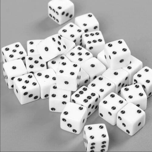 New 10 Pcs White Dice Playing Dices Set Six Sided Decider Die RPG Standard Gambling Games Pips Cube Funny Toy Tool High Quality