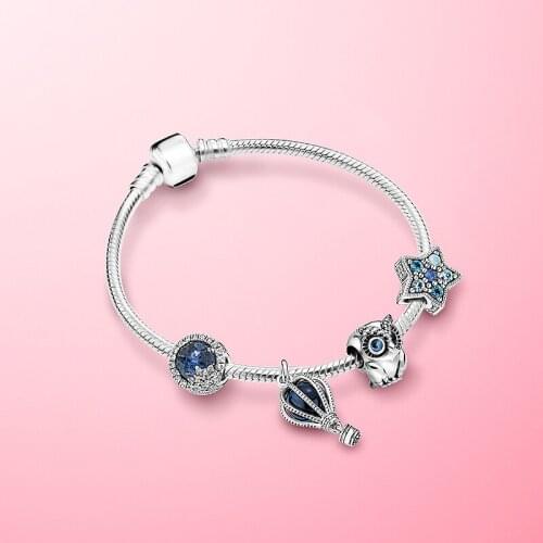 2020 New 925 Sterling Silver Dark Blue Secret Bracelet SetZT0764 Female Blue Christmas Gift, Suitable For Original Diy Jewelry