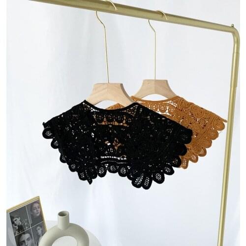 New Arrival Embroidery Pearl Three-dimensional Flower Lace Collar DIY Polyester Button Fake Collar Decorative Dress Collar