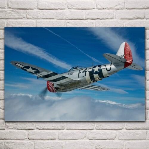 P 47 thunderbolt fighter bomber classic ww2 military aircraft living room home wall art decor wood frame fabric poster KN892