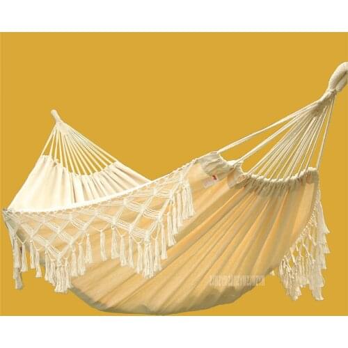 Bohemia Tassel Style 2 Person Outdoor Portable Camping Beach Hammock Cotton Home Balcony Garden Swing Hanging Chair Hammock