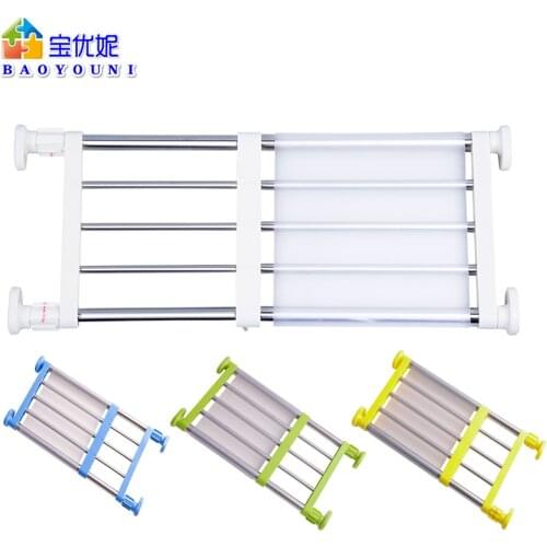 5 Poles Length Expandable Storage Rack Organizer Closet Tension Shelf 40-60cm for Bathroom Wardrobe Kitchen Space Saver DQ0778-4