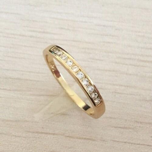 Luxury Brand Gold Colour TOP Class Rhinestones Studded Eternity Wedding Ring for Women New Sale Hot