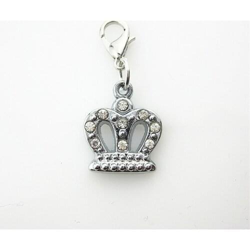 Rhinestone 20pcs Crystal Crown Dangle Charms Lobster Clasp Charms Diy Jewelry Accessory for Bracelets Pendants Hanging Charms