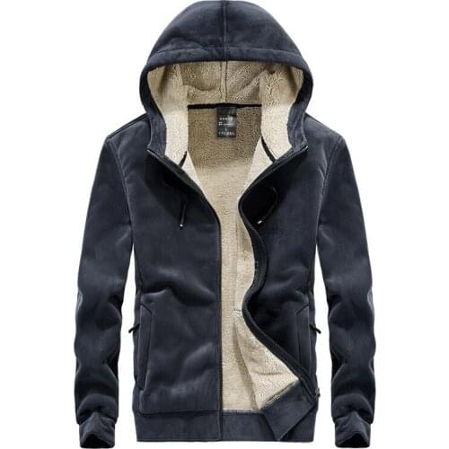Winter Oversized Hoodie Sweatshirt Men Casual Slim Thick Warm Zipper Hooded Coat Streetwear Plus Velvet Windbreaker Jacket Men