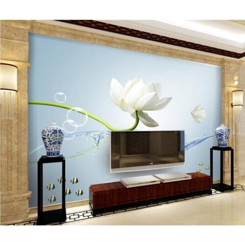 Home Decoration 3d murals wallpaper for living room Lotus photo wall murals wallpaper flower wallpaper