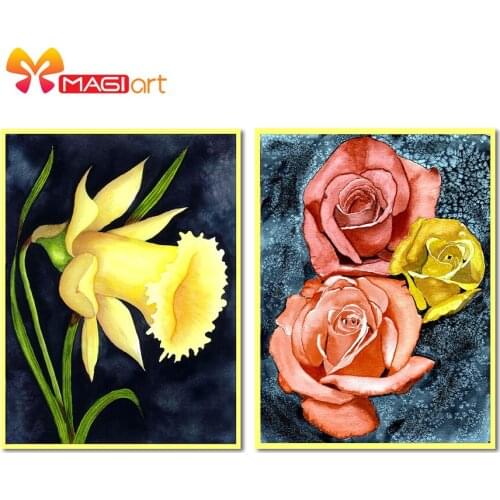 Cross stitch kits Embroidery needlework sets 11CT water soluble canvas patterns 14CT Flower painting flower petals-NCMF084