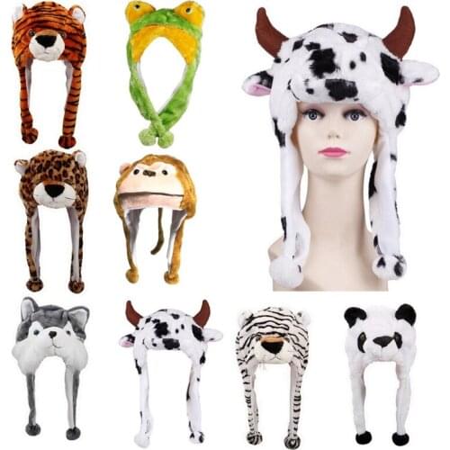 Winter Cute Plush Animal Character Beanie Hat Pompom Funny Stuffed Earflap Cap 1XCA