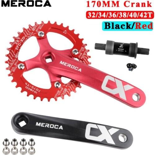 104BCD MTB Bike Sprocket 170mm Crank 32/34/36/38/40/42T Narrow Chainring and Bottom bracket MEROCA MTB Bike Square Hole Crankset