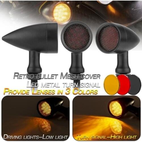 1pair Motorcycle Aluminium Bullet LED Turn Signal Brake Lights black Lens Heavy Duty Indicators Lights universal for Motorcycle