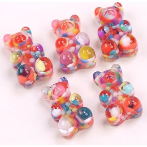 10*17mm 20pcs Sprinkle Gummy Bear Birthday Party Decorative Craft DIY Miniature Artificial Resin Cabochons