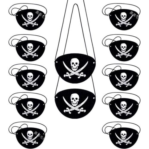 10pc Felt Pirate Eye Patches Halloween Pirate for Kids Halloween Party One Eye Skeleton Captain Eye Patch Halloween Party Masks
